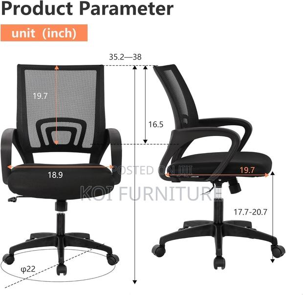 Office Chairs; Ergonomic Adjustable Mesh Fabric Office Chairs - thumbnail 7