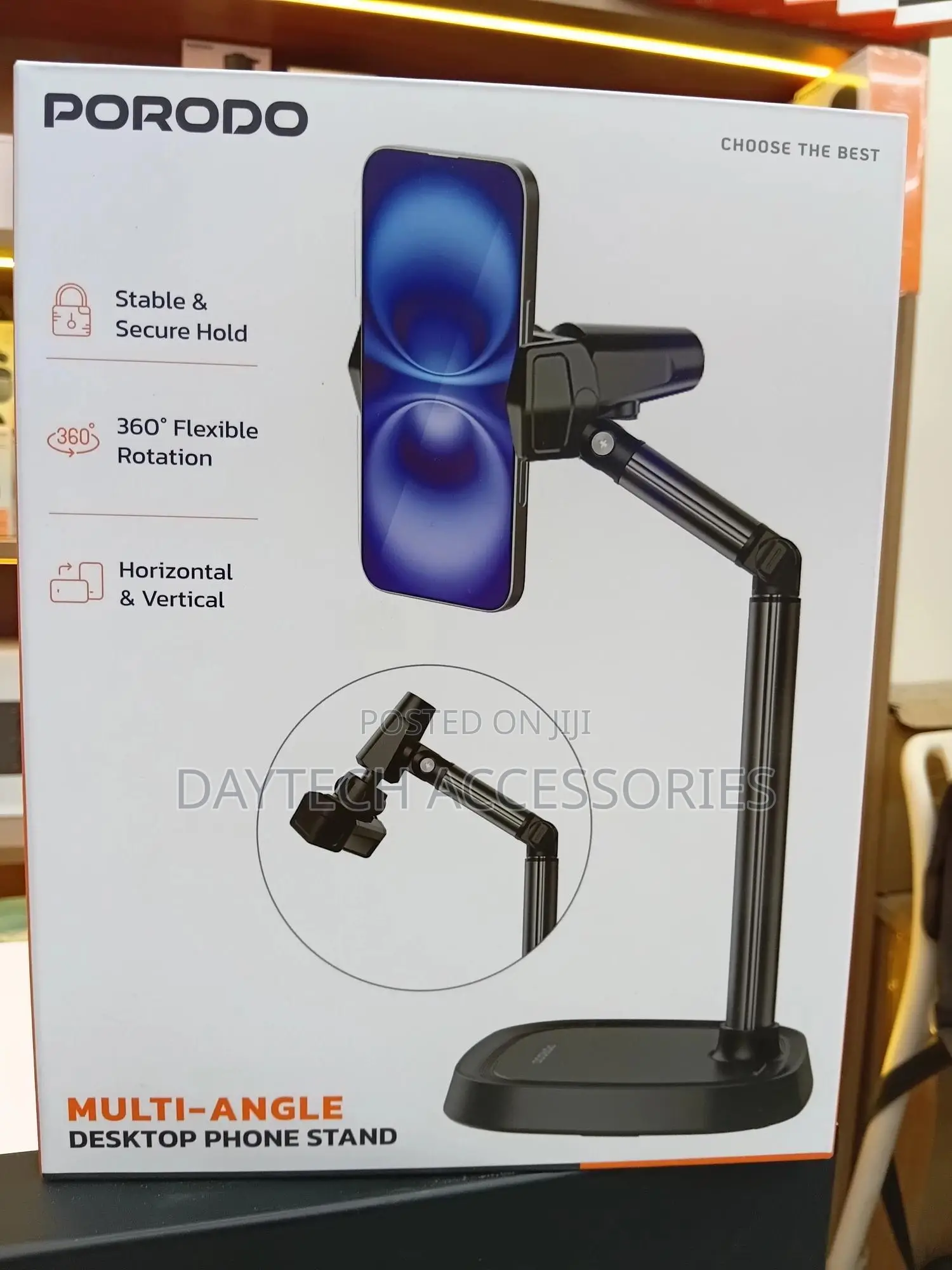 The Porodo Multi-Angle Desktop Phone Stand (Model D-Lfst052-Bk)
