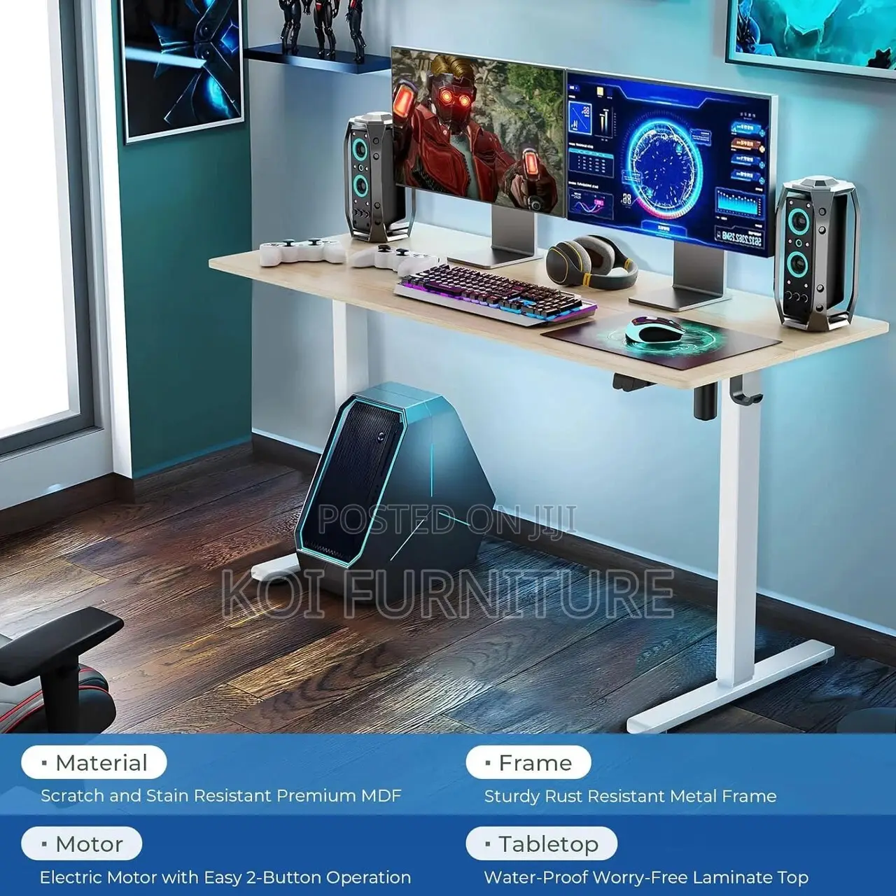 Office Desk; 1.2m Modern Height Home Office Standing Electric Desk