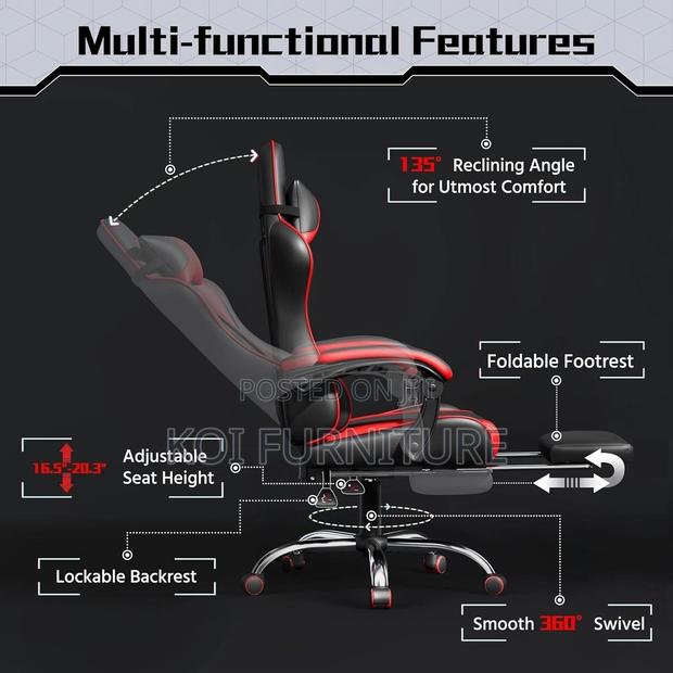 Office Chairs; Ergonomic Gaming Chair With Massage Lumbar Support - thumbnail 3