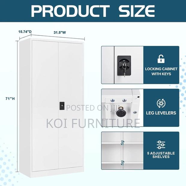 Office Cabinet; Metal Cabinet With 4 Adjustable Shelves - thumbnail 3