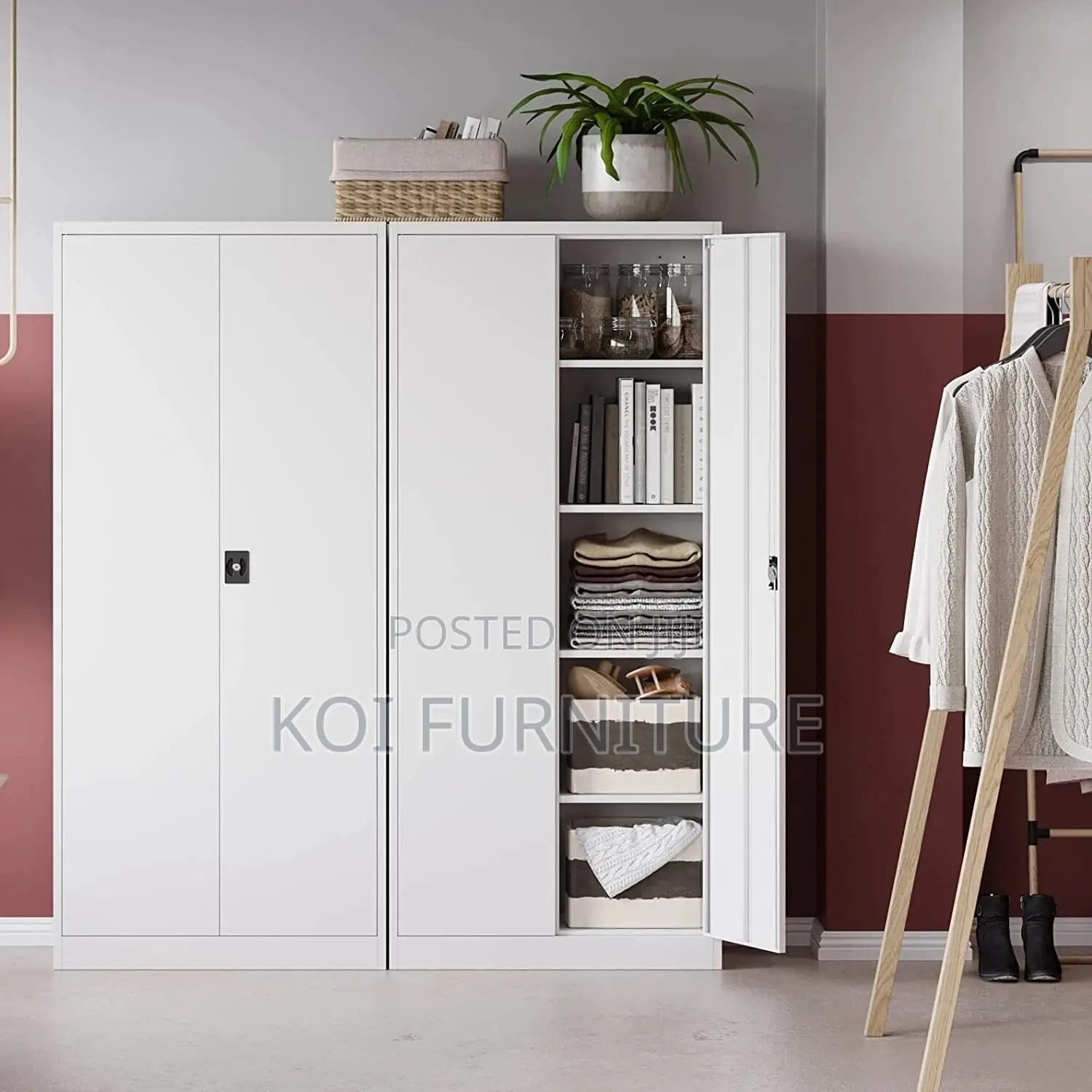 Office Cabinet; Metal Cabinet With 4 Adjustable Shelves