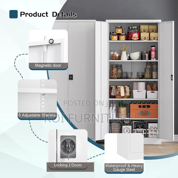 Office Cabinet; Metal Cabinet With 4 Adjustable Shelves - thumbnail 6