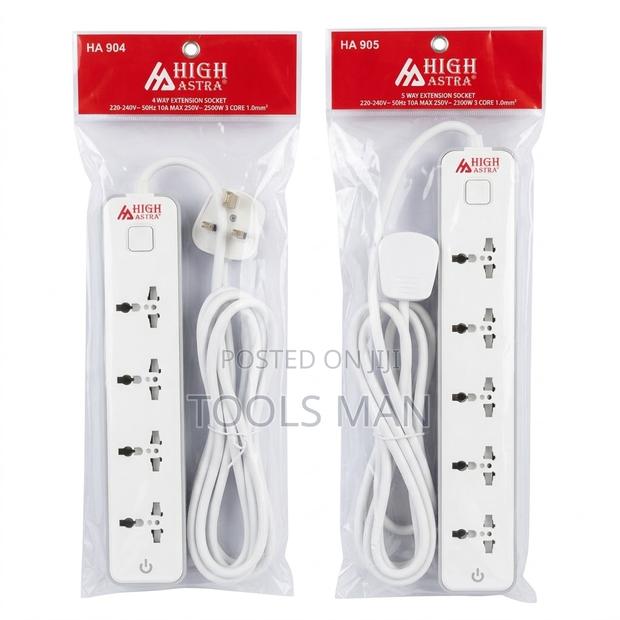 High Astra Heavy Duty 4/5 Way Extension Socket 2500w 3-Core Power Stri
