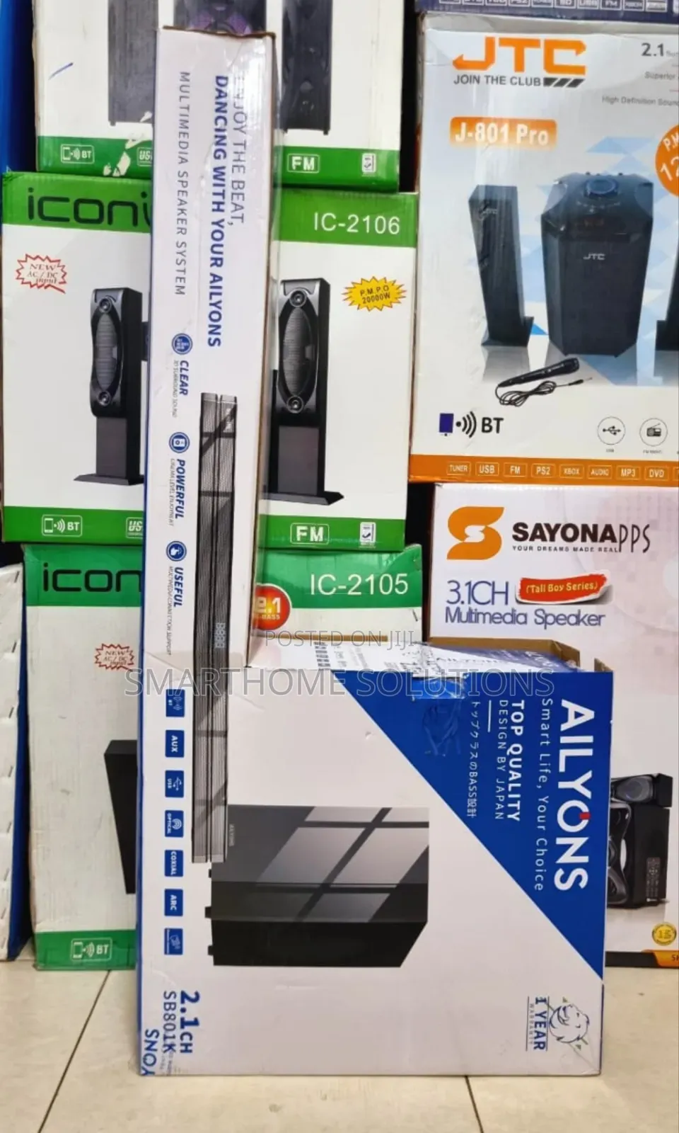 2.1ch Sb801k Ailyons Big Soundbar Speaker System