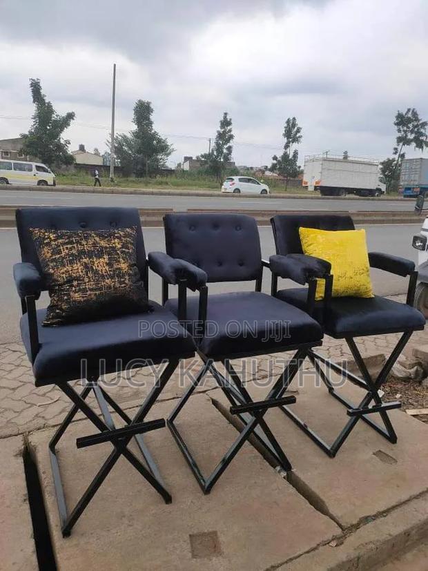 Black Makeup Chairs With Pillows and Armrest - main view