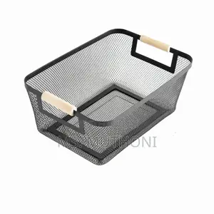 3 Pc Portable Modern Rectangular Metal Pantry With Wooden Handle