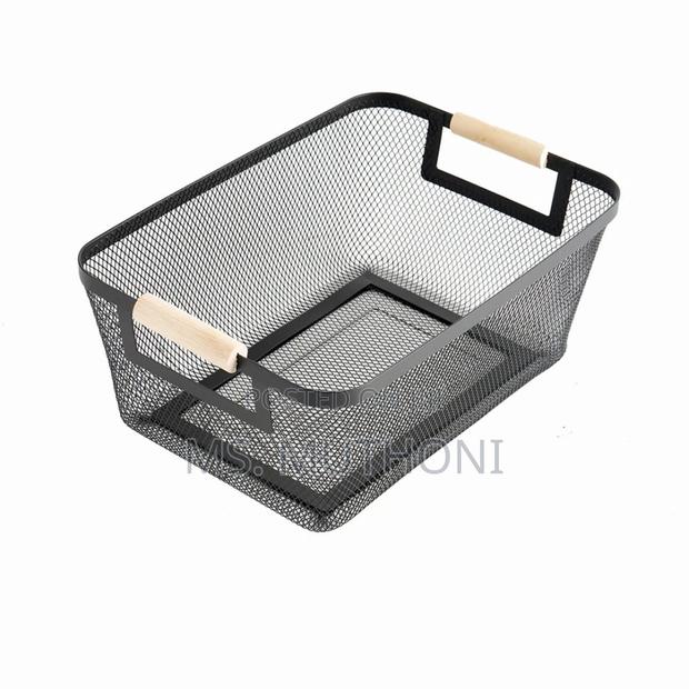 3 Pc Portable Modern Rectangular Metal Pantry With Wooden Handle - thumbnail 4