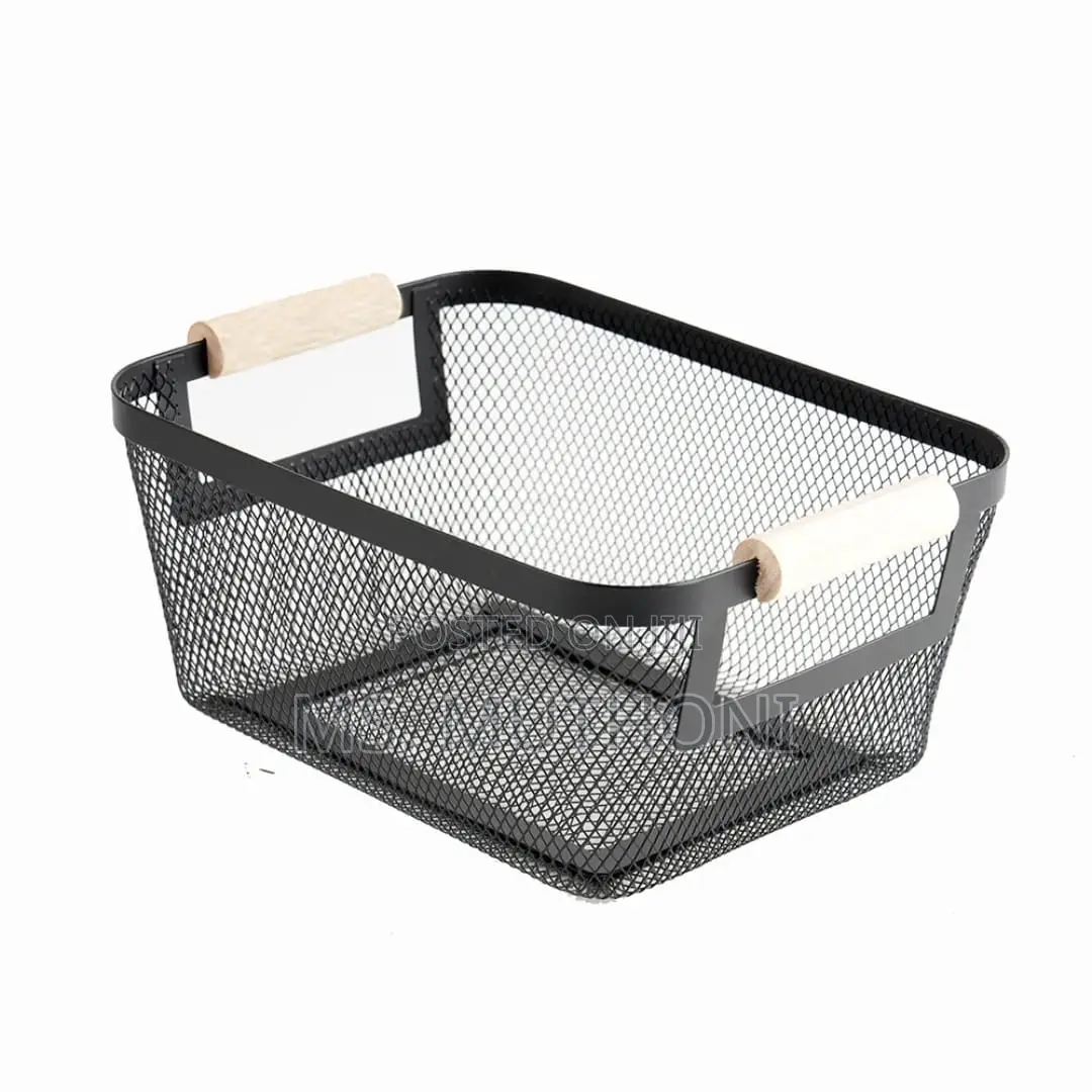 3 Pc Portable Modern Rectangular Metal Pantry With Wooden Handle