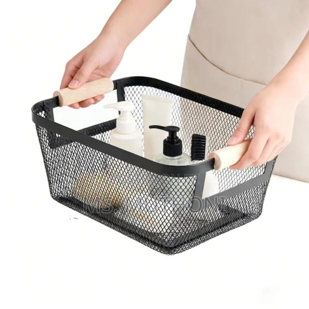 3 Pc Portable Modern Rectangular Metal Pantry With Wooden Handle - thumbnail 6