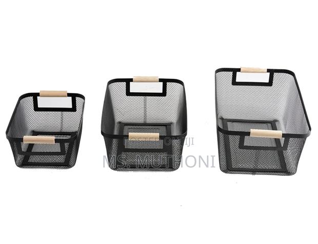 3 Pc Portable Modern Rectangular Metal Pantry With Wooden Handle - thumbnail 8