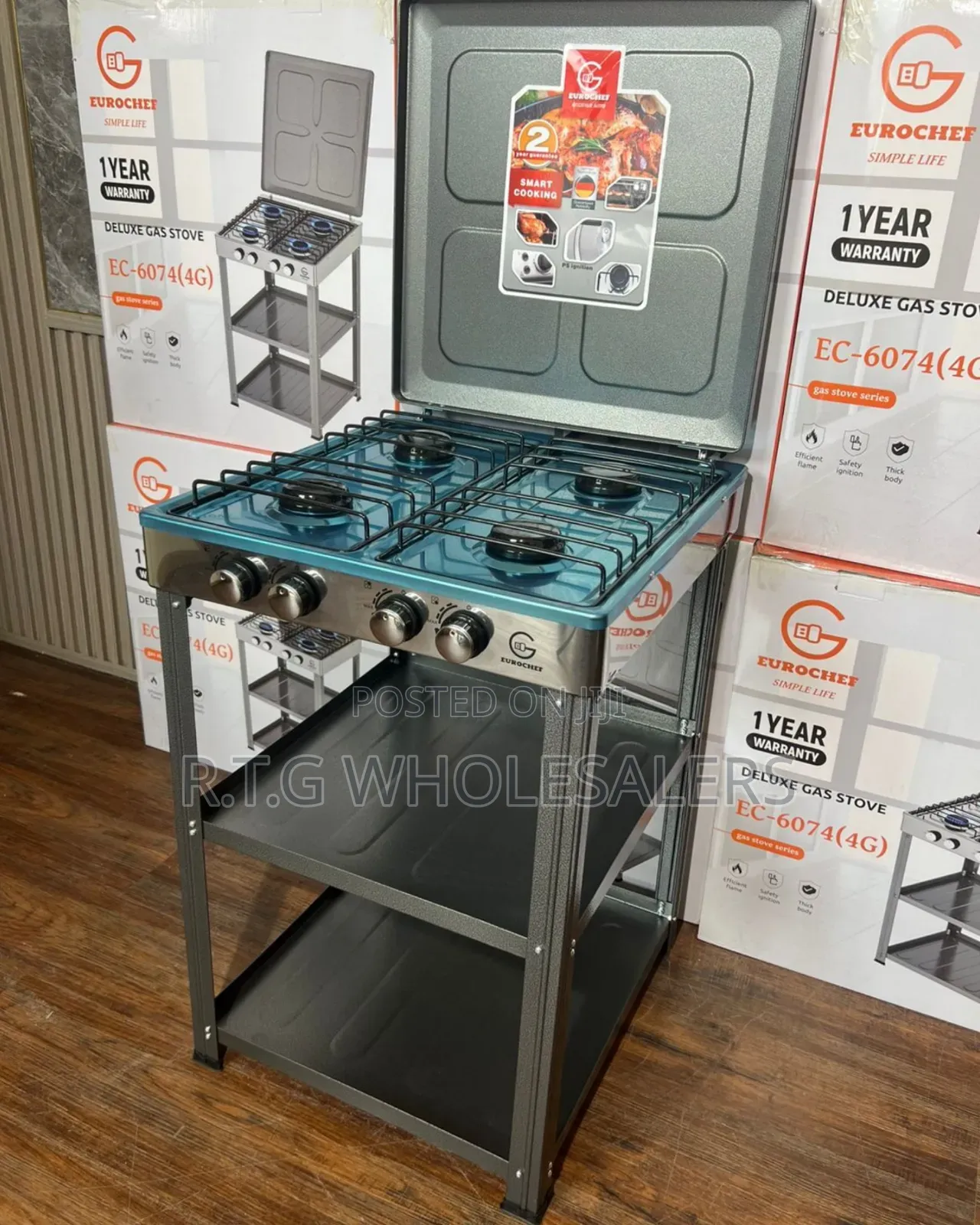 Eurochef 4 Burner Gas Cooker With Shelves