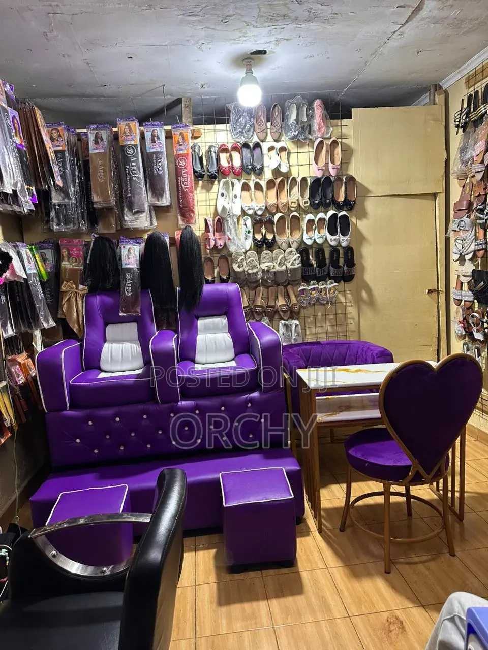 Assorted Purple Pedicure and Manicure Seats