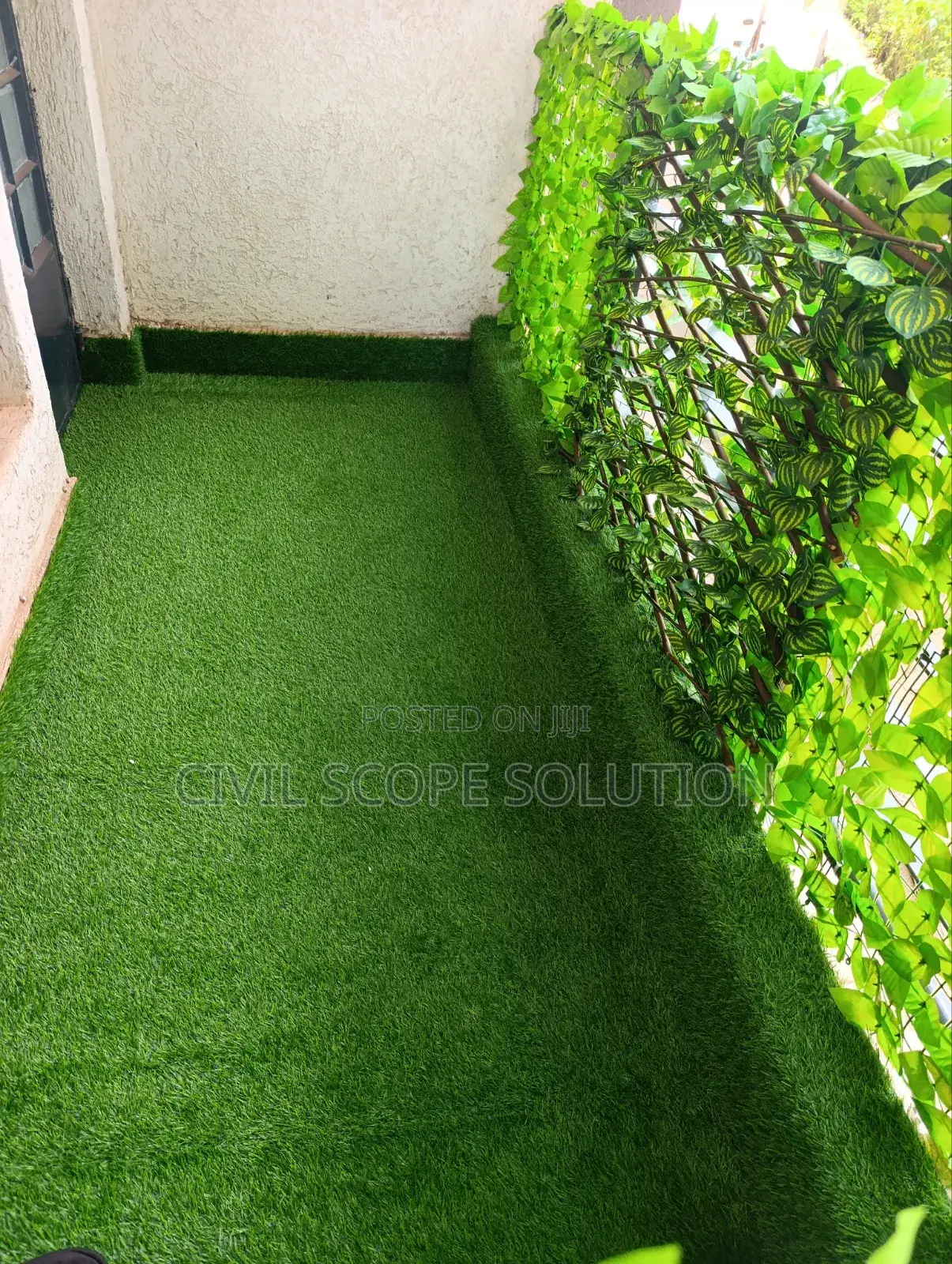 Turf Balcony Grass And Balcony Privacy Fence Installation
