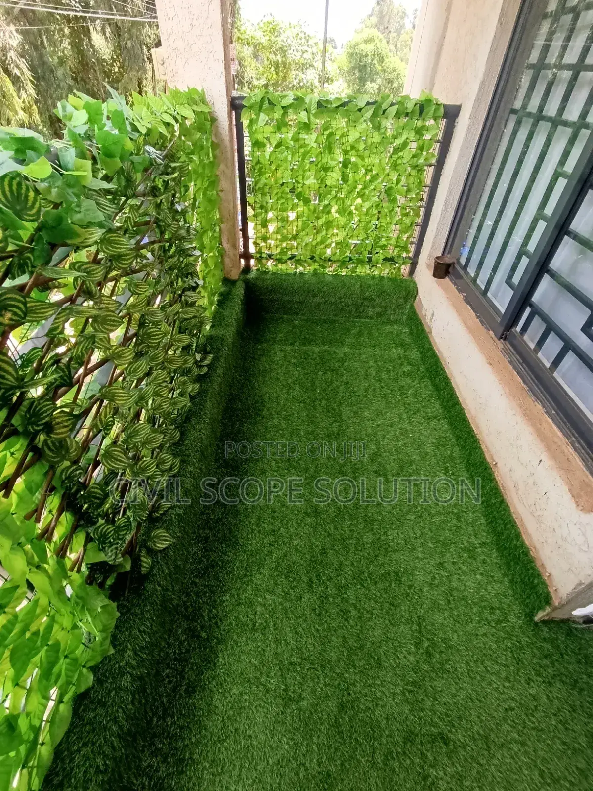 Turf Balcony Grass And Balcony Privacy Fence Installation