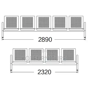 Office Benches; Three Seaters Metallic Heavy Reception Office Bench