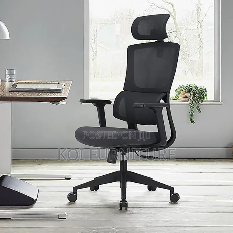 Office Chairs; Swivel Adjustable Headrest High-Back Mesh Chair