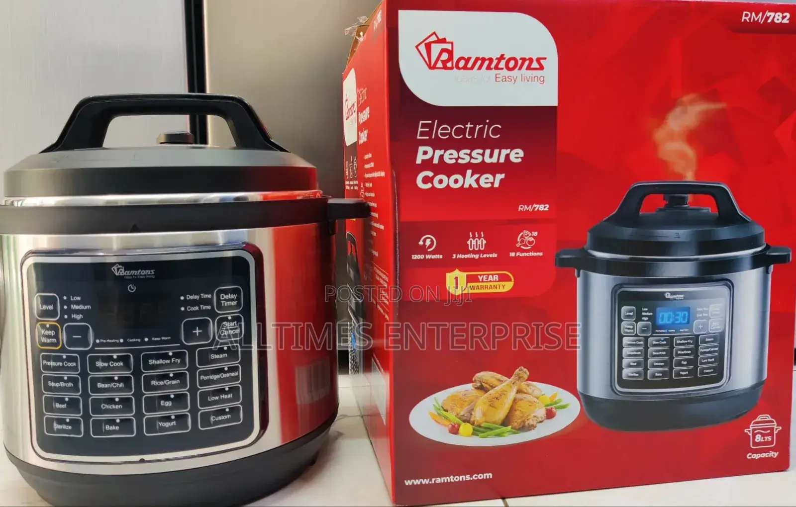 Ramtons Electric Pressure Cooker 8litres With 18 Cooking Functios
