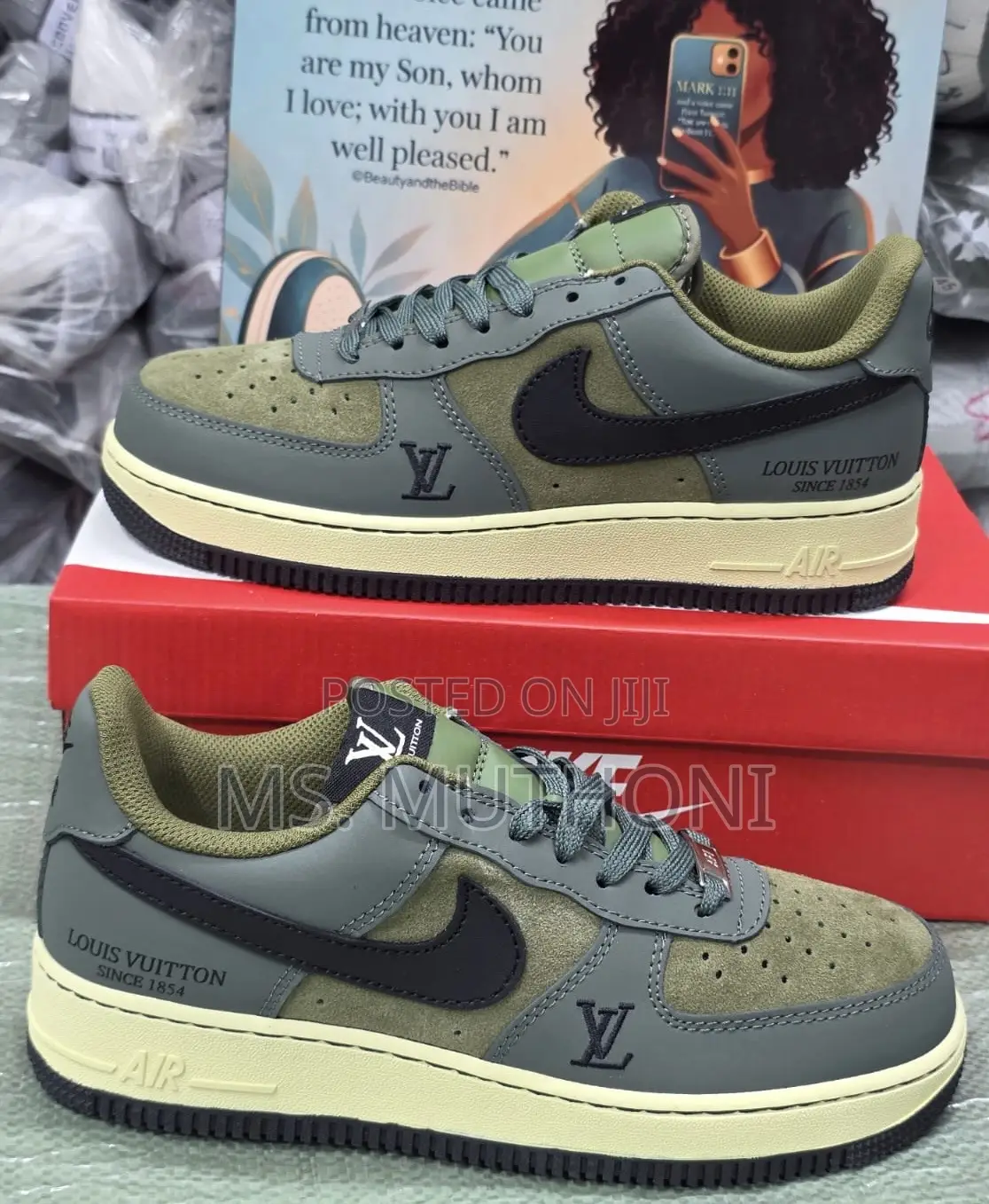 Louis Vuitton X Nike Air Force 1 Jungle Green Size 38-45