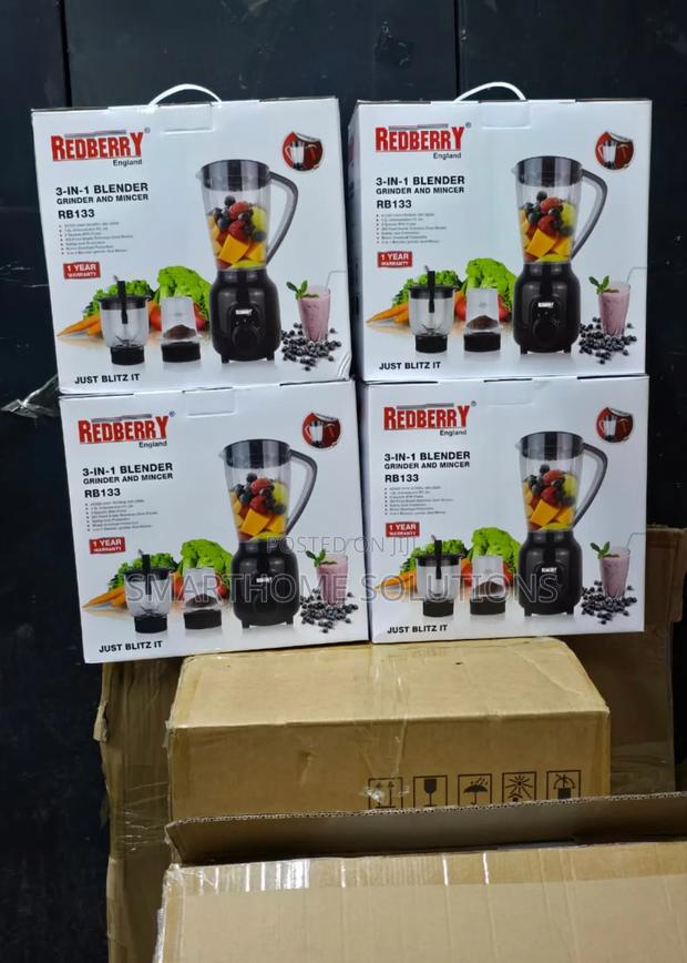 Heavy Duty 3 in 1 Redberry Blender;Blender, Chopper and Grinder
