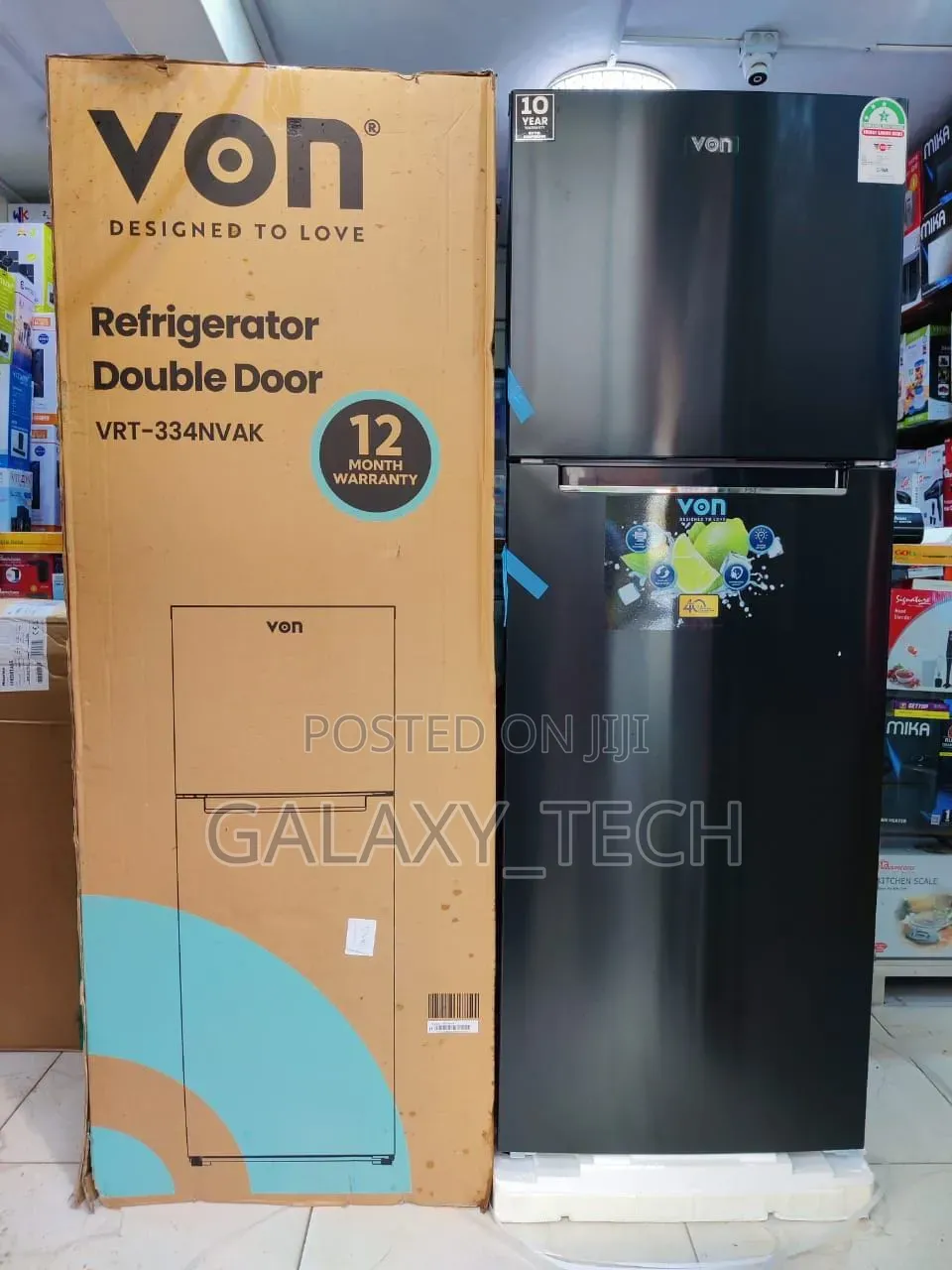 Von 334litres Double Door Fridge (No Frost)