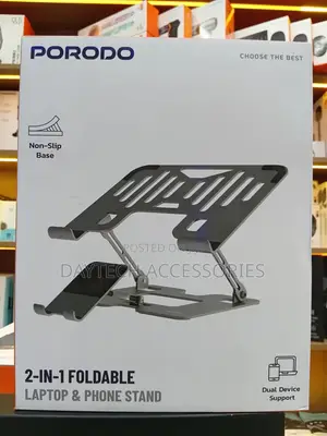 This Is a Porodo 2-in-1 Foldable Laptop Phone Stand.