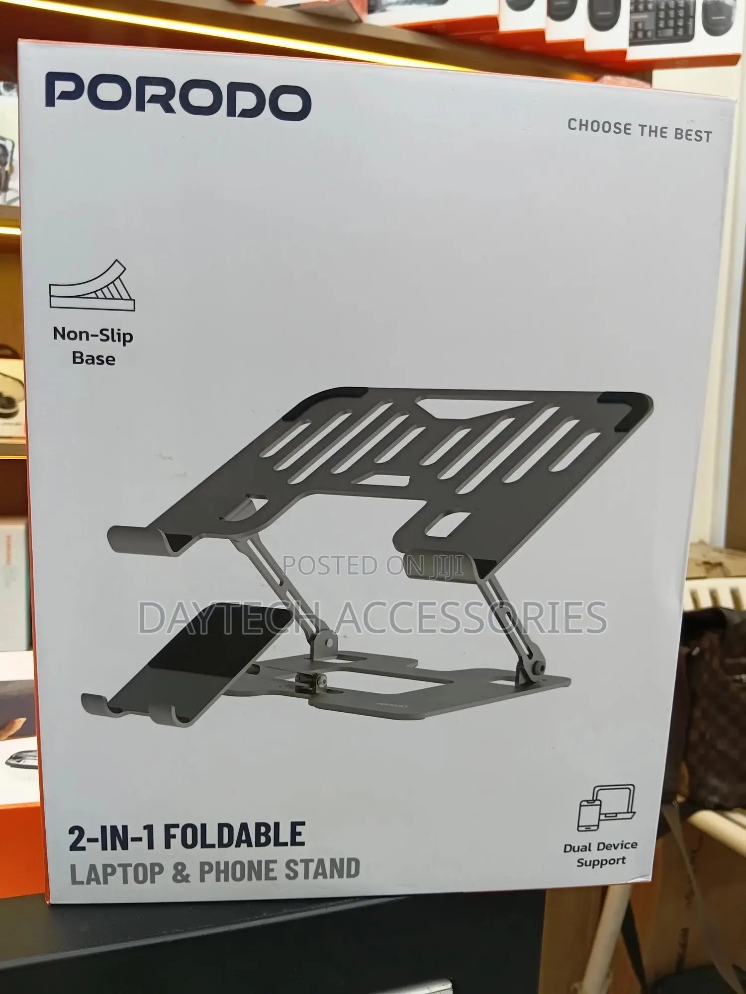 Porodo Smart Folding Multi-Device Laptop Stand With Phone Stand.