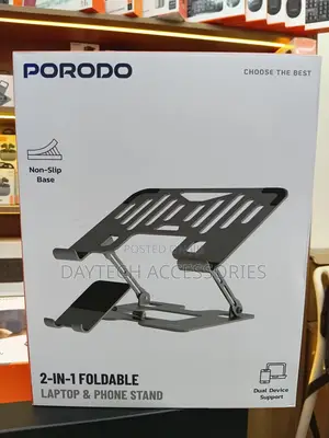Porodo Smart Folding Multi-Device Laptop Stand With Phone Stand.