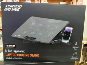 Porodo Gaming 8-Fan Ergonomic Laptop Cooling Stand (Model Pdxf5cp).