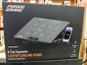 Porodo Gaming 8-Fan Ergonomic Laptop Cooling Stand (Model Pdxf5cp).