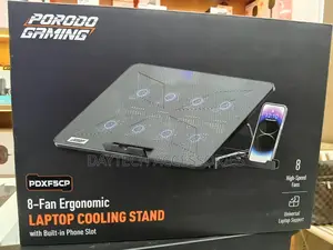 Porodo Gaming 8-Fan Ergonomic Laptop Cooling Stand (Model Pdxf5cp).