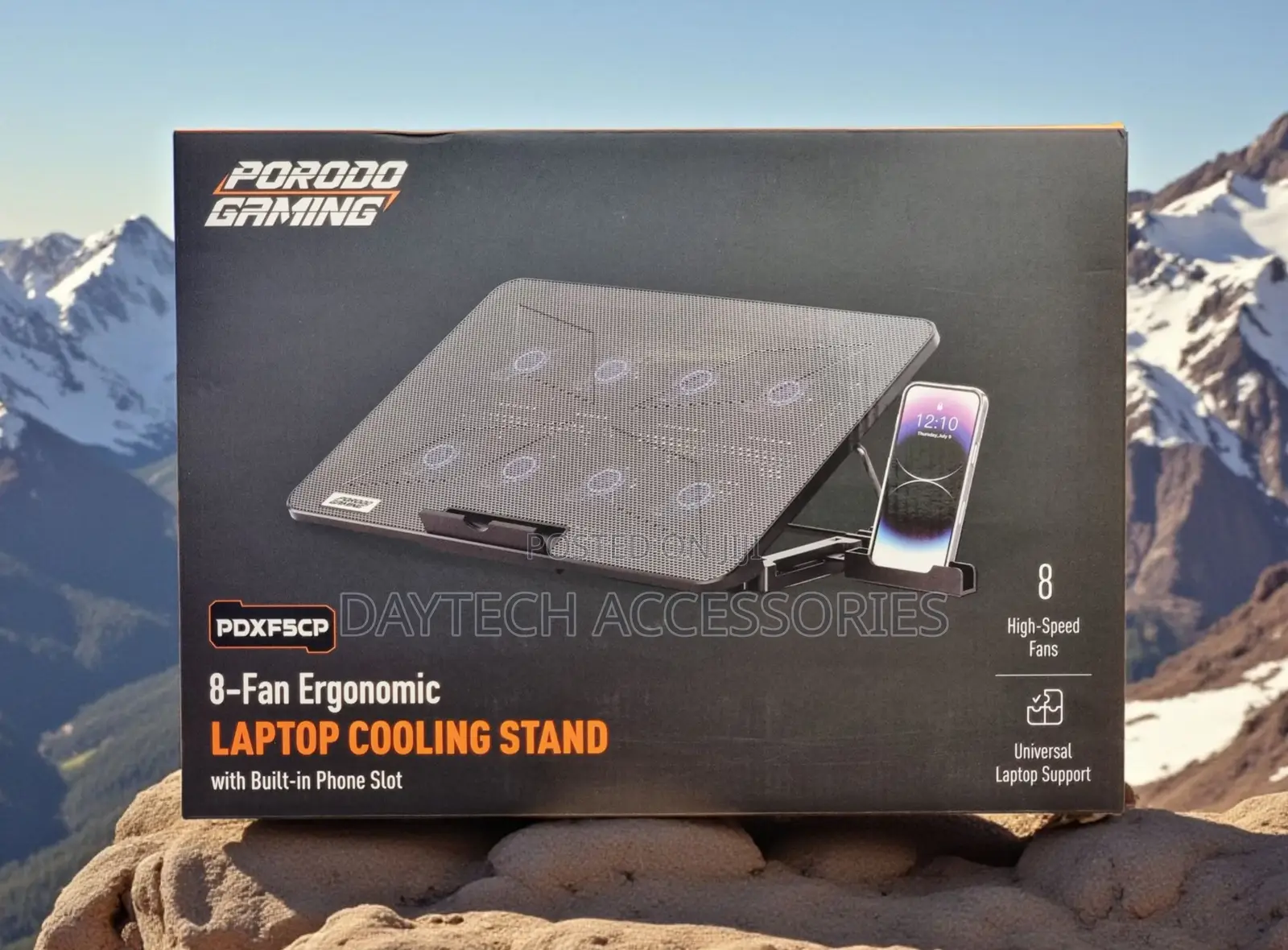 Porodo Laptop Cooling Pad With Phone Stand and 8 Built-in Fans