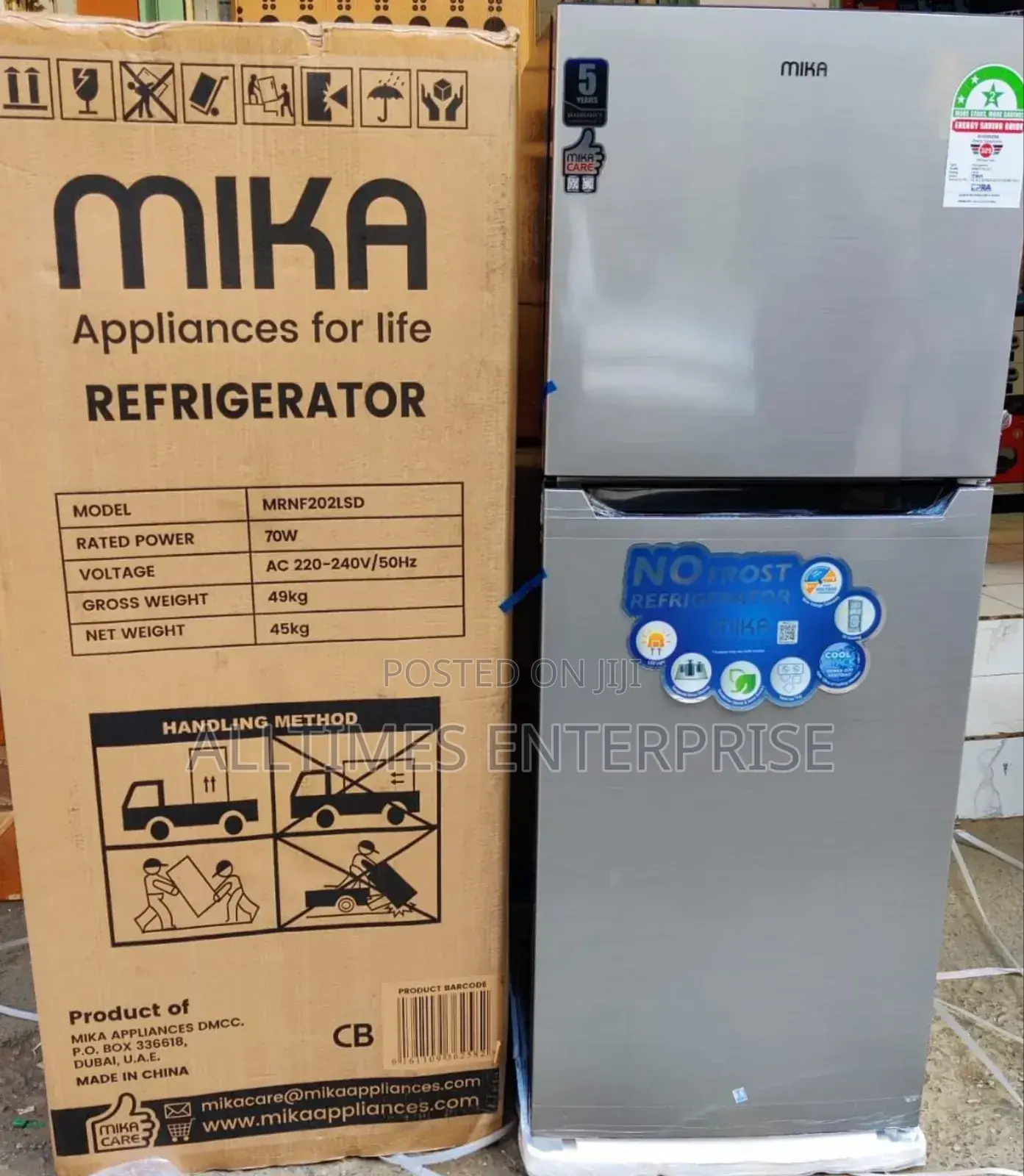Mika 202litres Double Door Refrigerator No Frost