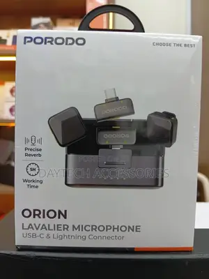 Porodo Orion Lavalier Microphone, Type-C Lightning Head Connector