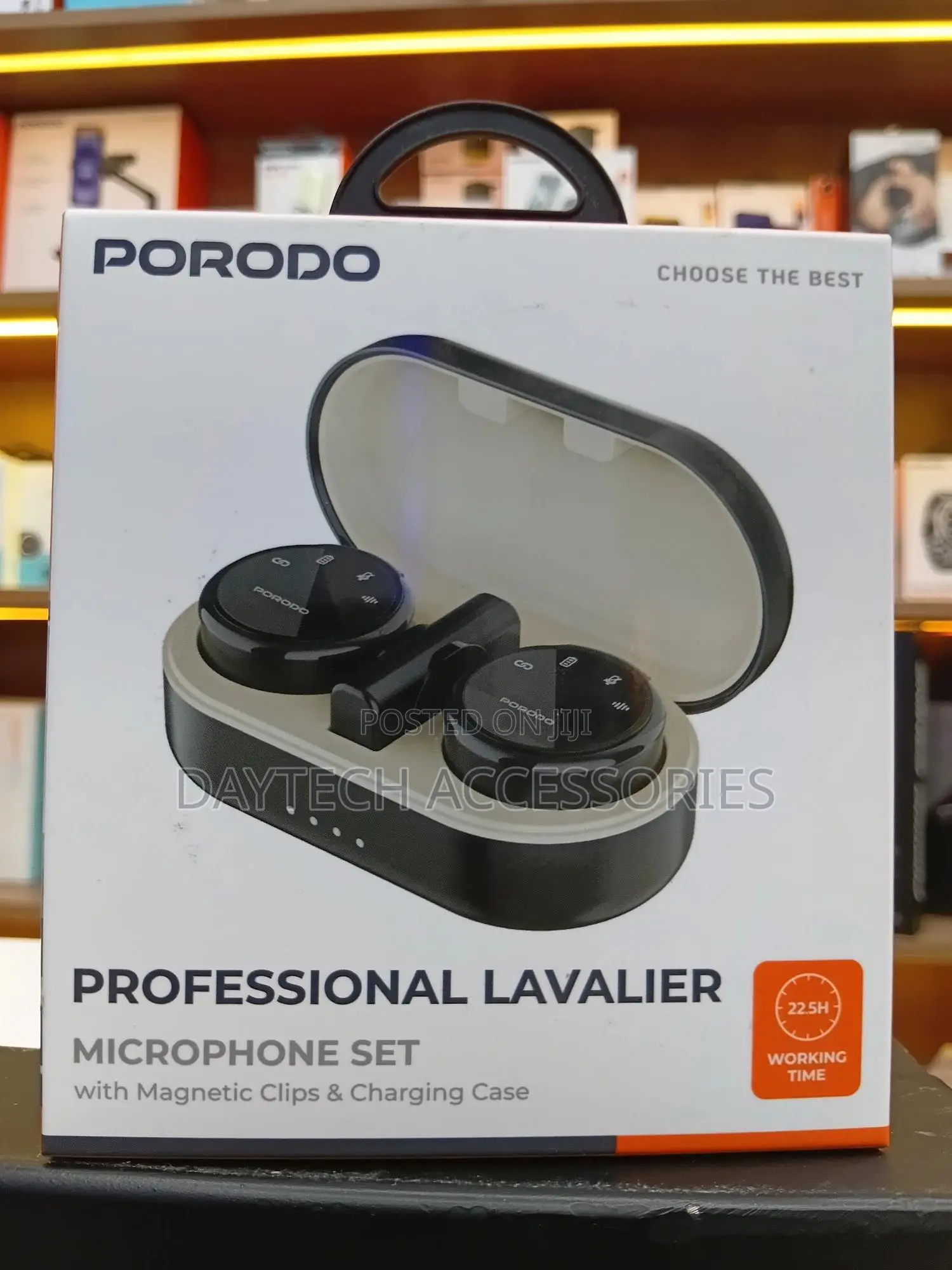 This Is a Porodo Professional Lavalier Microphone Set.