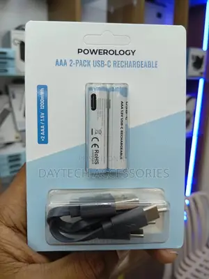 Powerology Battery Usb-C Rechargeable Lithium Aaa (2pc Pack)