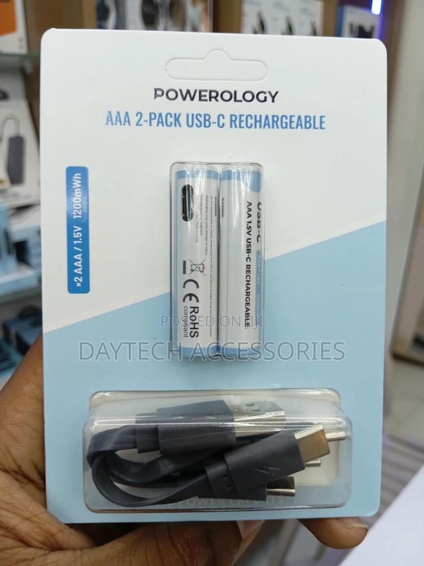 Powerology 1.5v Type-C Rechargeable Lithium-Ion Battery Aaa