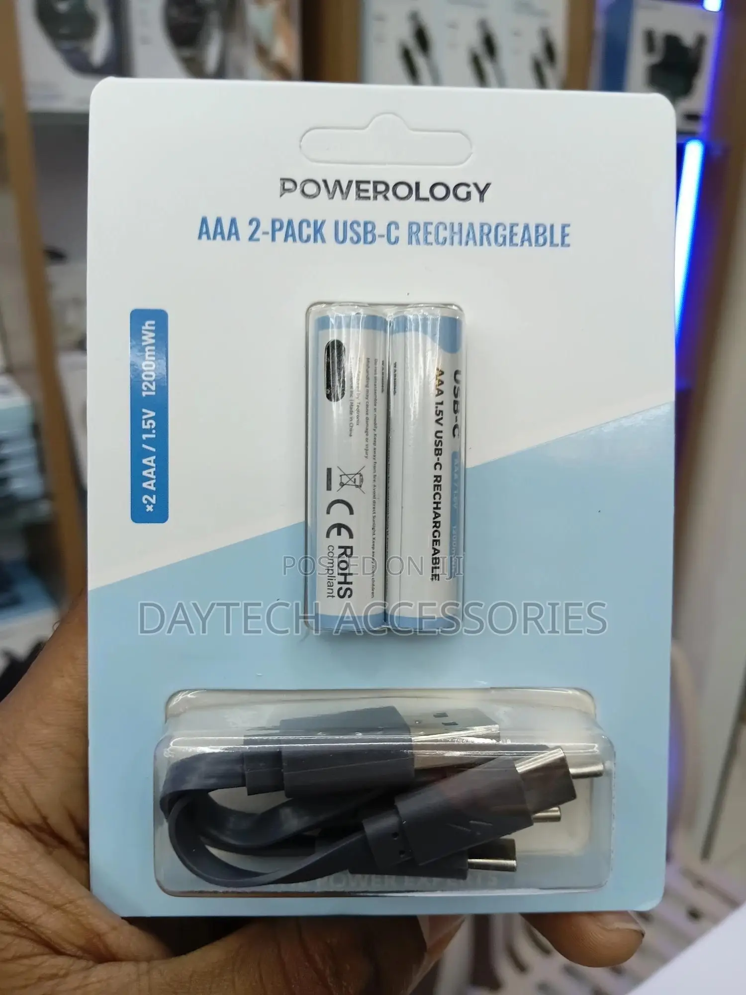 Powerology 1.5v Type-C Rechargeable Lithium-Ion Battery Aaa