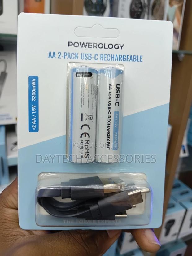 Powerology Rechargeable Aa Battery 1.5v With Type-C Charging 2pck - thumbnail 3