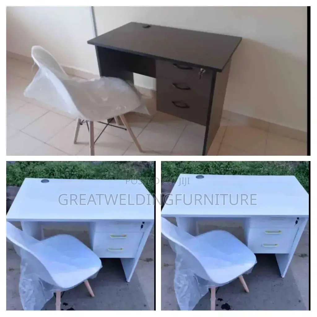 Modernised White Eames Chair With Wooden Legs and Office Desk Y5d