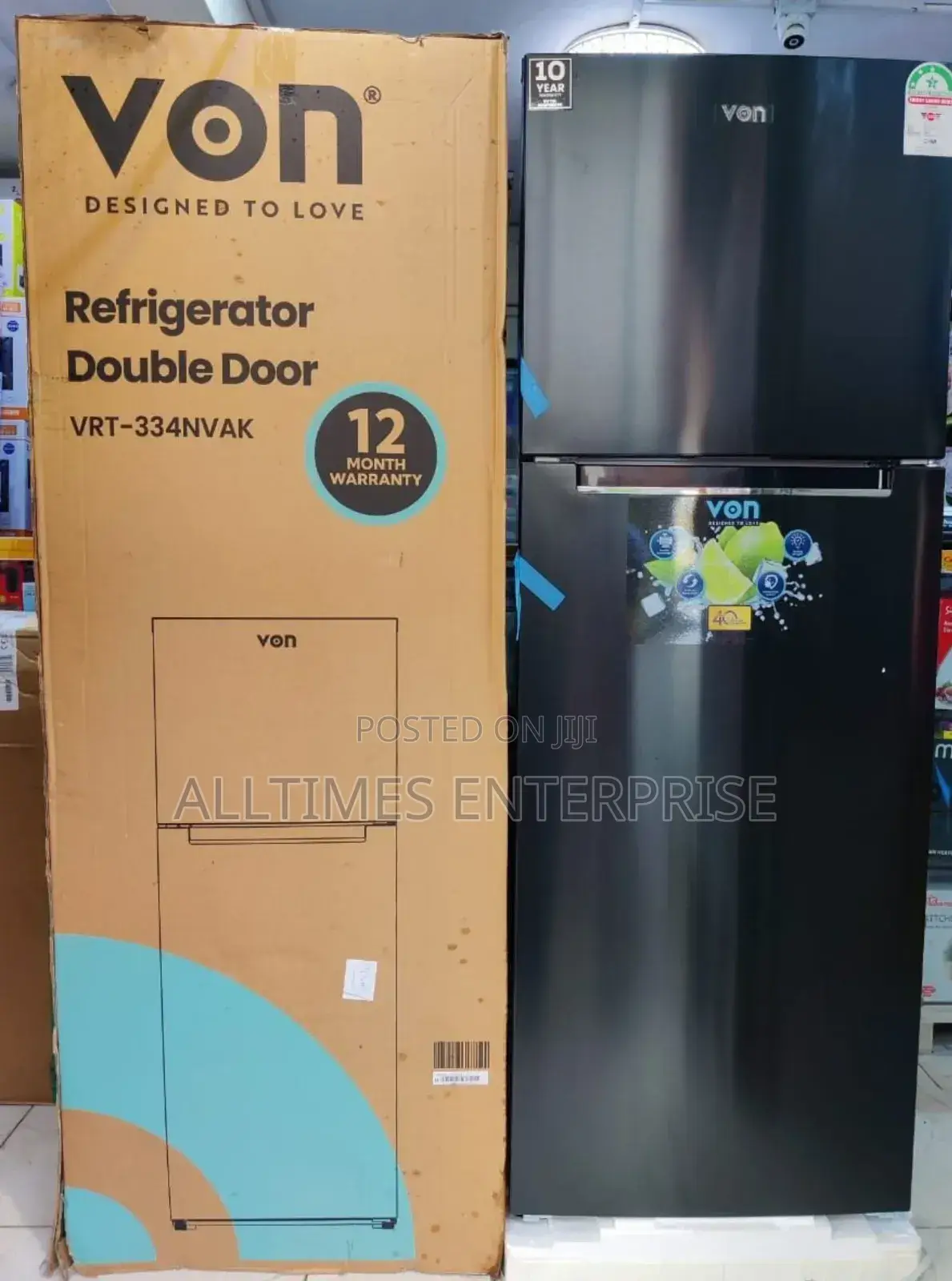 Von Fridge Double Door 334litres No Frost