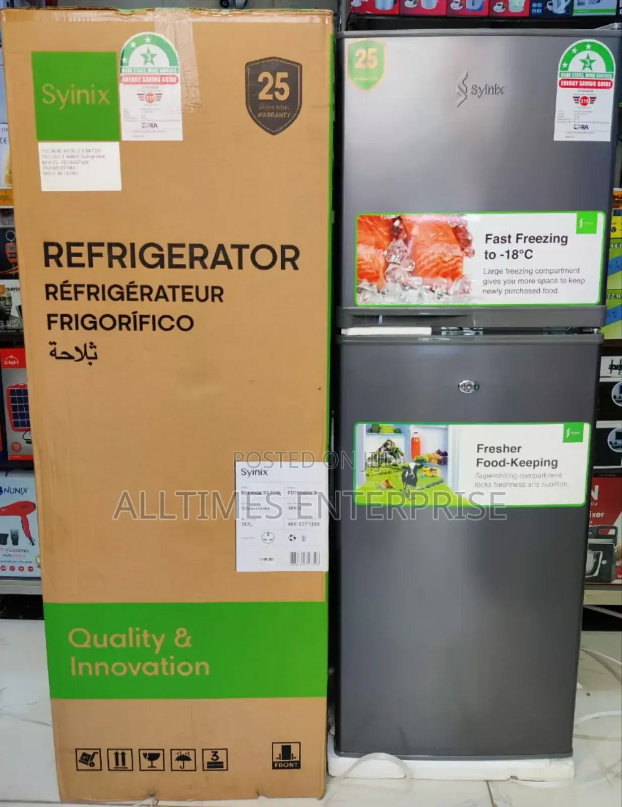 Syinix Fridge Double Door 137litres 3stars