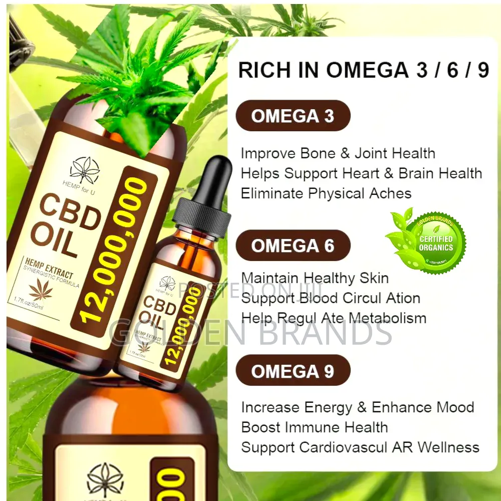 Premium CBD Oil 120,000mg--Hemp Extract (Omega 3, 6 9 Rich) 2 Bottles