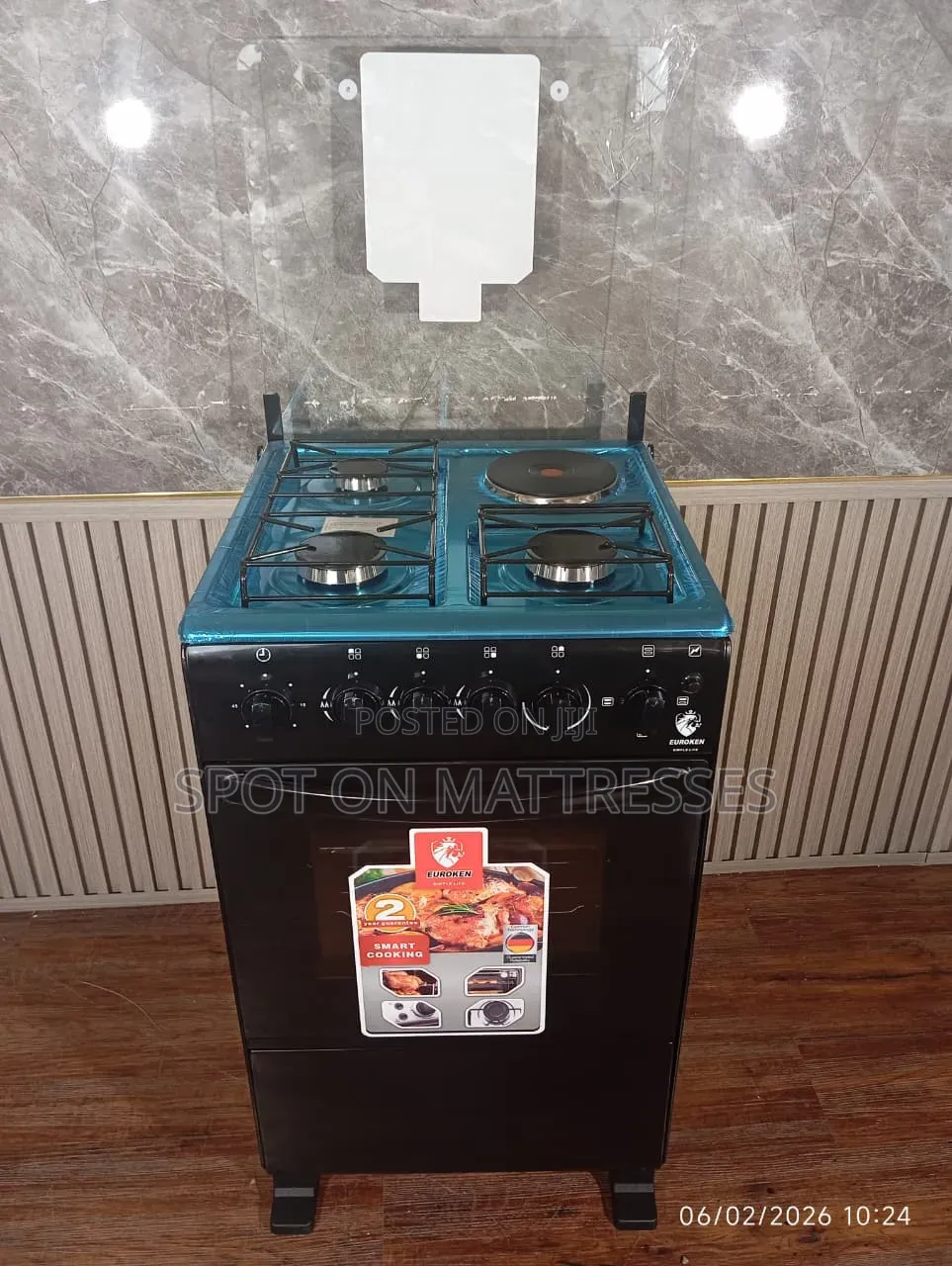 50x55 Euroken Standing Cooker 3+1 With Electric Oven. Free Delivery!