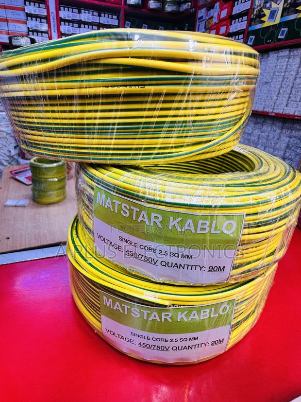 Matstar 2.5mm Green Yellow Single Core Electrical Cable 90m- Quality - thumbnail 2