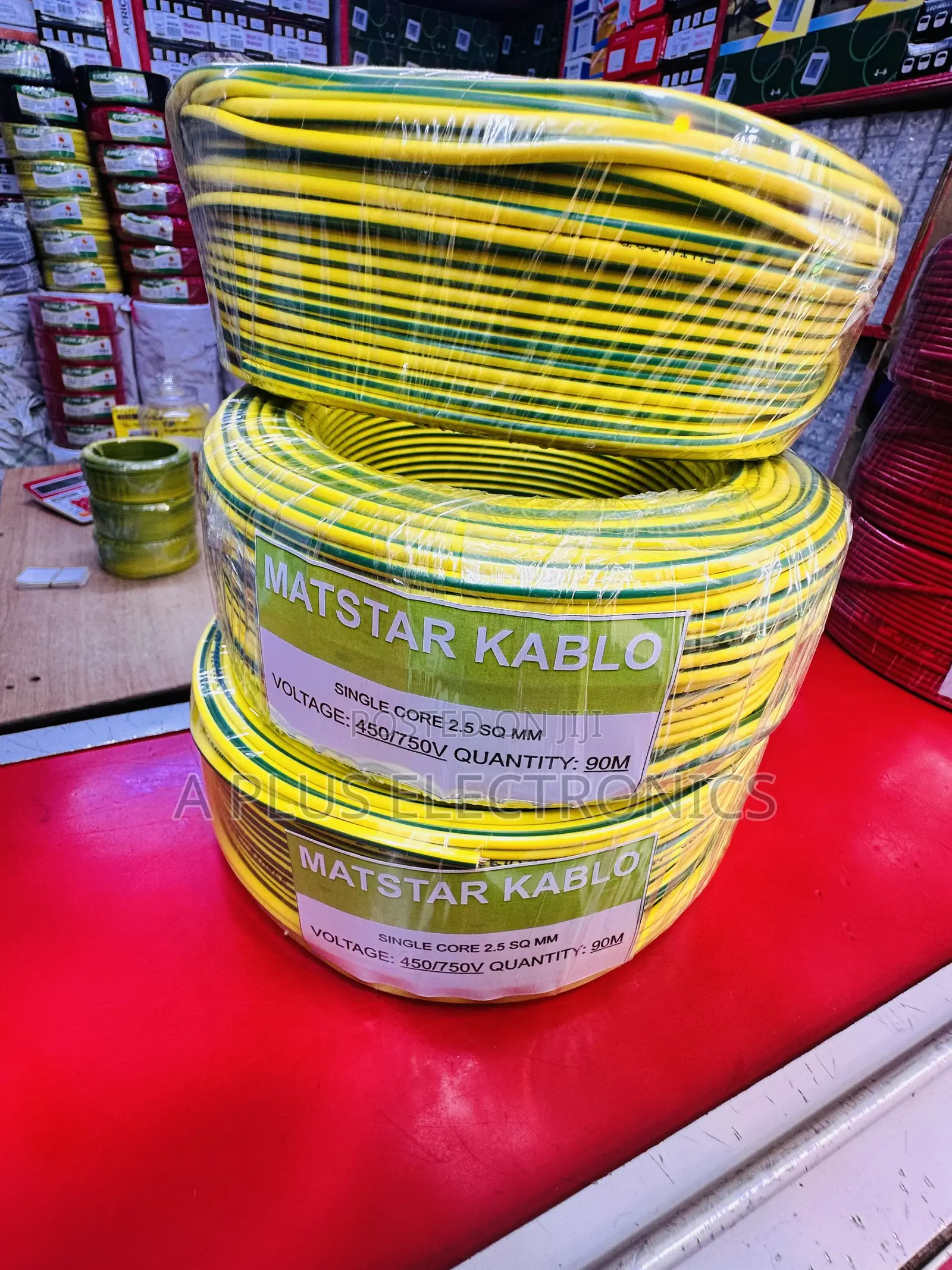 Matstar 2.5mm Green Yellow Single Core Electrical Cable 90m- Quality