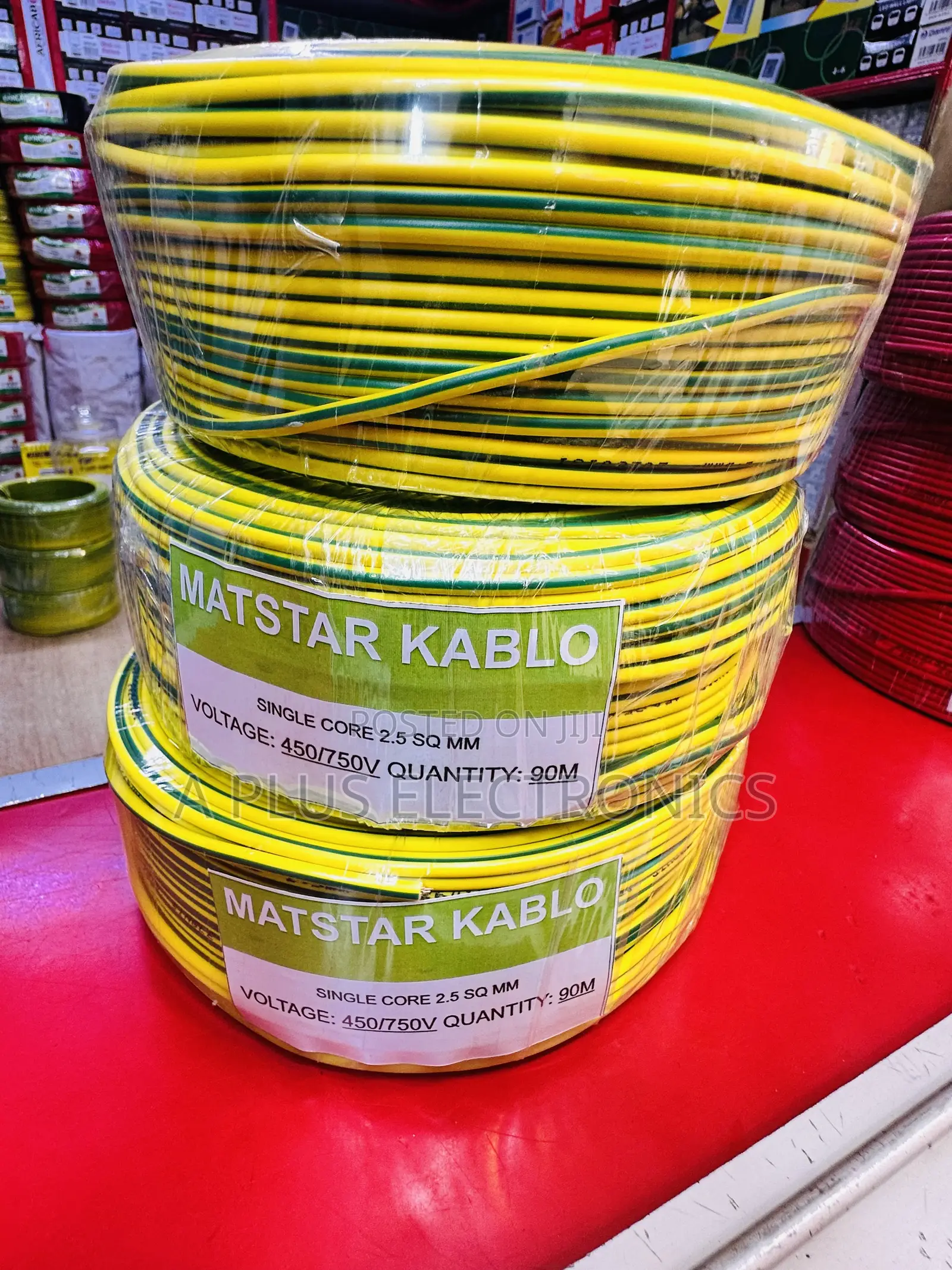 Matstar 2.5mm Green Yellow Single Core Electrical Cable 90m – Durable