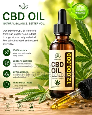 Ultra Strong CBD Oil 12,000mg for Calm, Sleep, Stress Relief 50ml