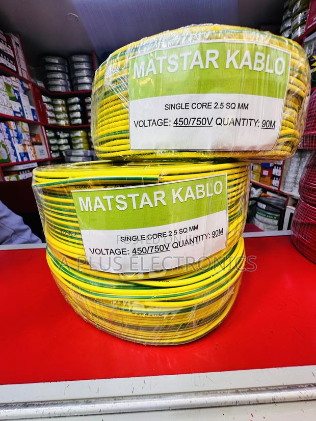 Matstar 2.5mm Green Yellow Single Core Electrical Cable 90m –Lasting