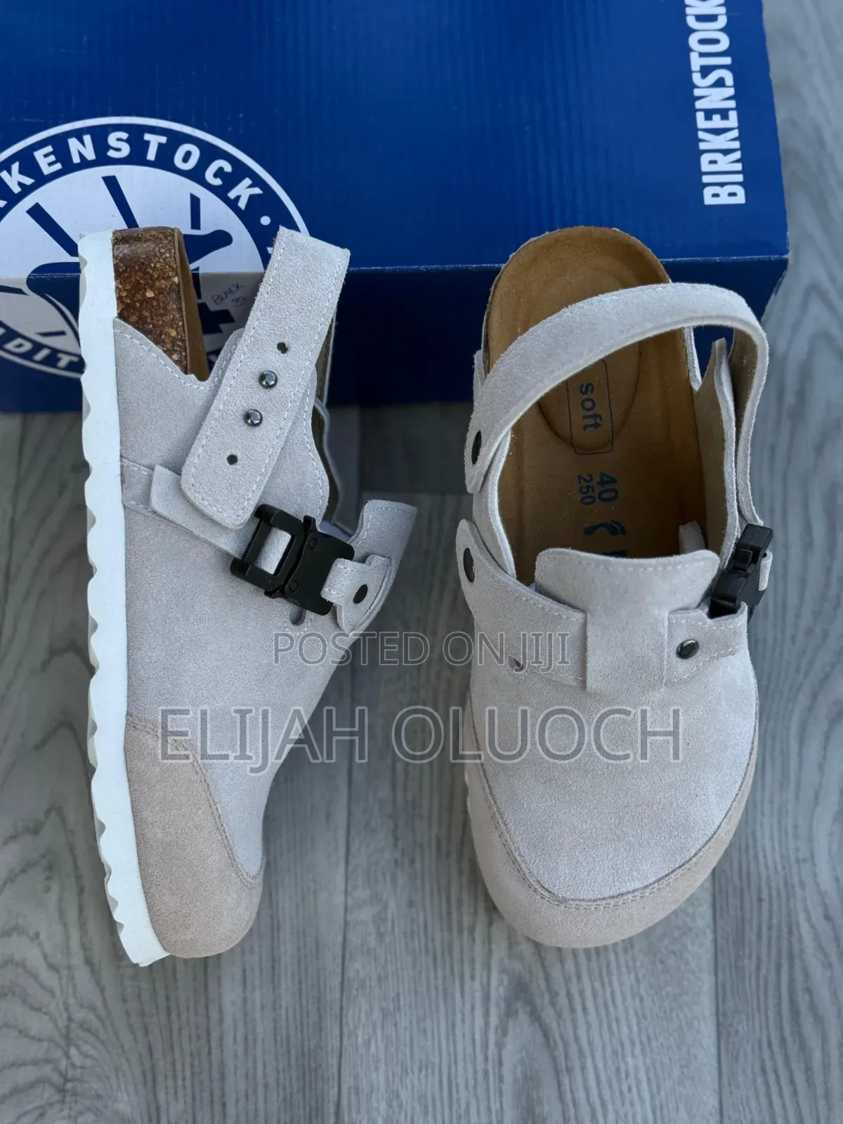 Dior Birkenstock Grey Suede Mules